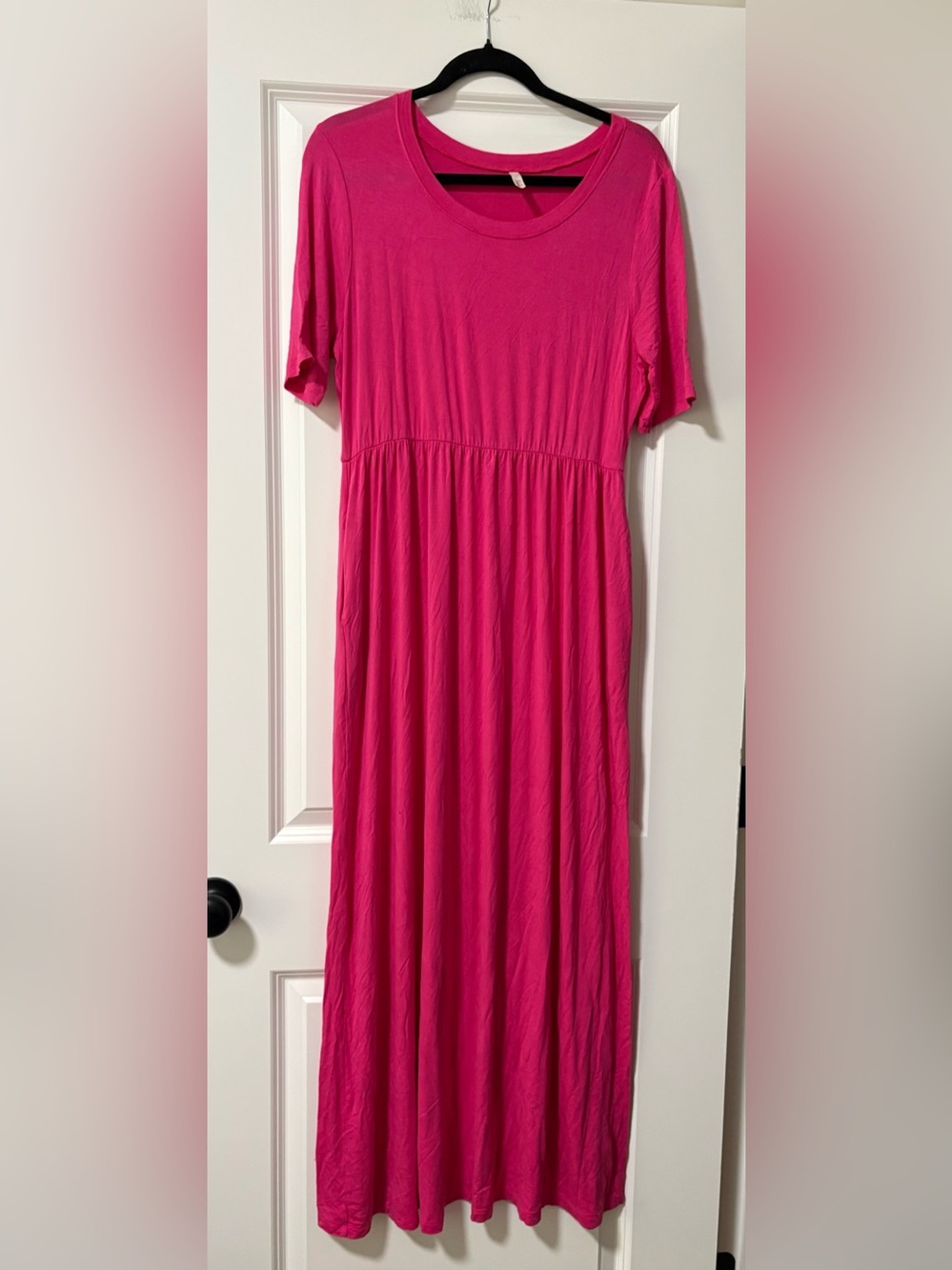 Celeste Fuchsia Short-Sleeve Maxi Dress